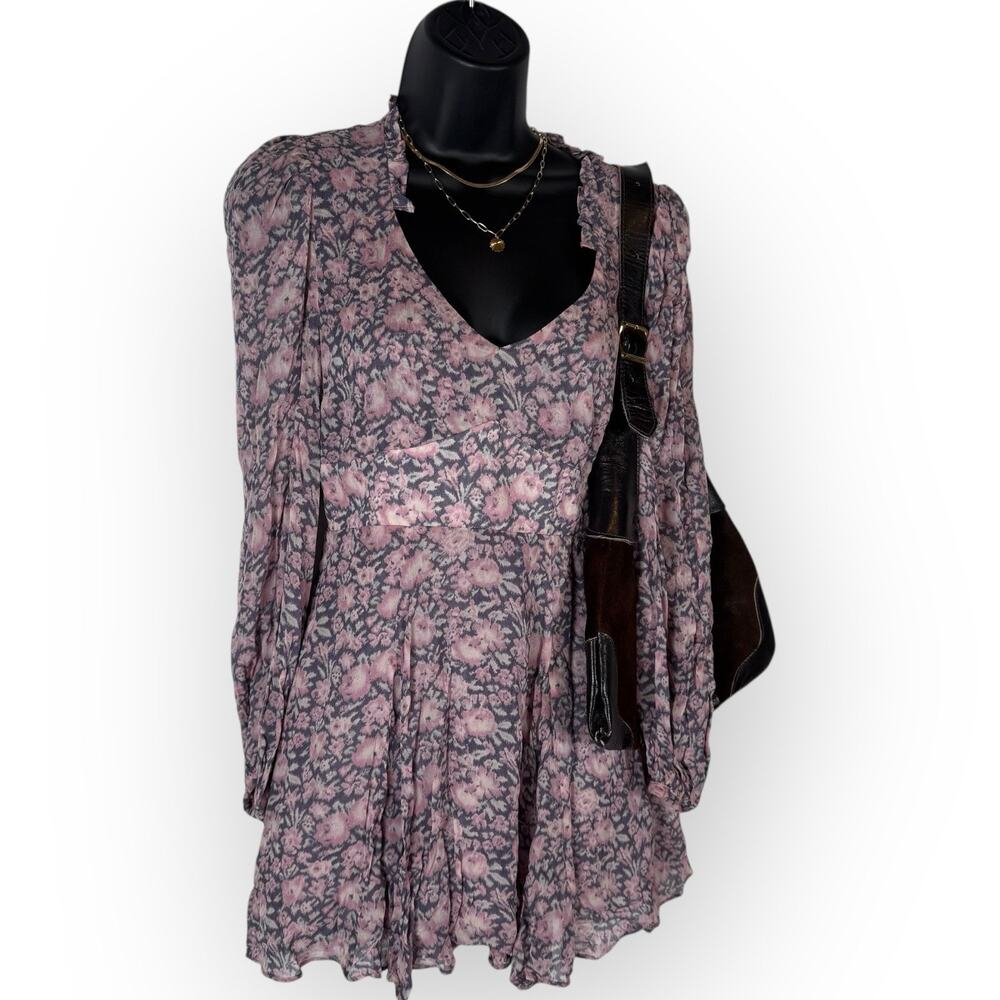 NWT LOVESHACKFANCY Cassidy Floral Georgette Ruffle Mini Dress Size 00/ MSRP $425 - Picture 3 of 11